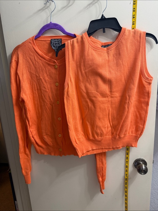 Cynthia Rowley Sweaters - Cynthia Rowley Orange Knit Cardigan & Sleeveless Sweater Set